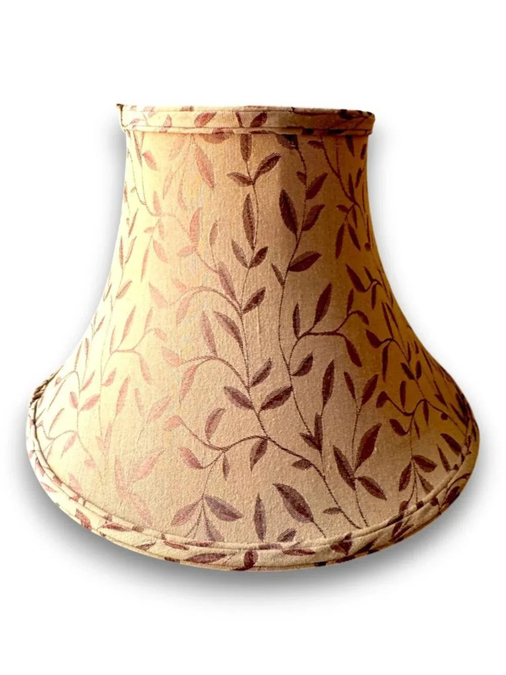 Vintage Traditional Floral Bell Lampshade Gold Tan Brocade Damask 14 Inch